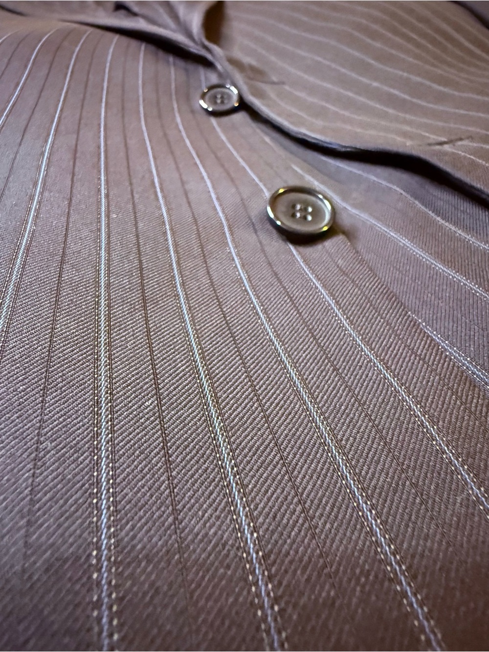 Coppley Mens Suit 43R W37 Scabal Fabric Black Blue Navy Pinstripe Wool 2 Piece